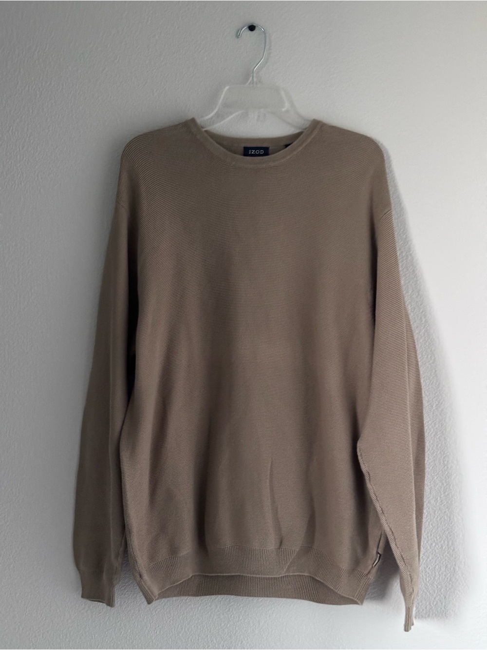 Izod Men's Crewneck Honeycomb Pullover Knit Sweater in Taupe